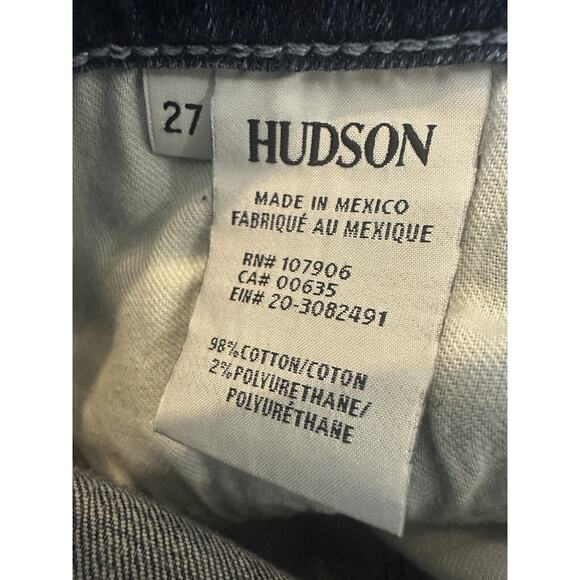 Hudson Nico Mid Rise Ankle Embroidered Distressed Skinny Jeans Women's Size 27 - Picture 5 of 14